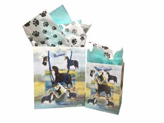 Bernese Mountain Dog Breed Gift Bags Set Of Two With Tissue Paper Berners