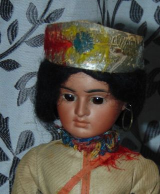 Antique Bisque Doll Bahr & Proschild Native American Indian Belton Type
