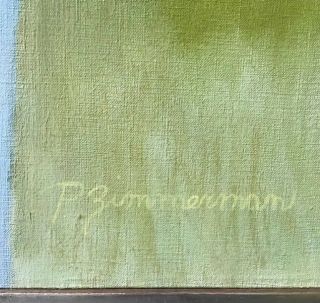 Paul Zimmerman Painting Signed Mid Century Abstract Amethyst Iris & Sea 3