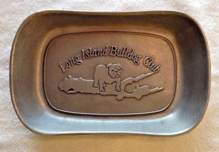 Unusual Wilton (nwp) Pewter Tray/plate " Long Island Bulldog Club " York Dog