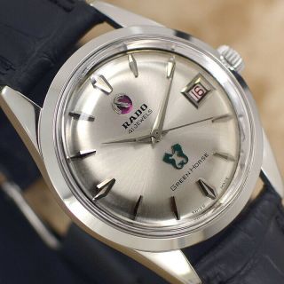 Vintage Rado Green Horse Automatic 41 Jewels Silver Dial Analog Dress Mens Watch