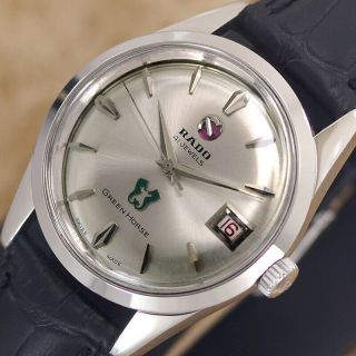 VINTAGE RADO GREEN HORSE AUTOMATIC 41 JEWELS SILVER DIAL ANALOG DRESS MENS WATCH 3