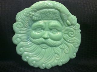 Cracker Barrel Jadeite Santa Claus Face Christmas Plate