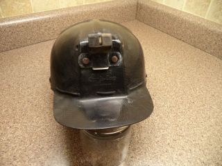 Vintage Msa Comfo Cap Hard Hat Coal Miners Hat Low Vein Mining Black Helmet