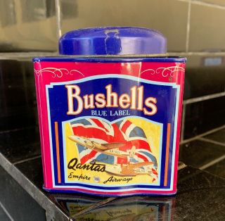 Vintage Australian Bushells Blue Label Tea Tin Kitchenalia Commemorative