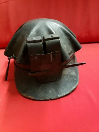 Vintage Leather Coal Miners Hat With Lamp Bracket