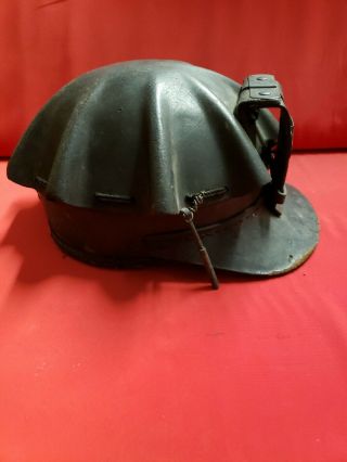 VINTAGE LEATHER COAL MINERS HAT WITH LAMP BRACKET 2