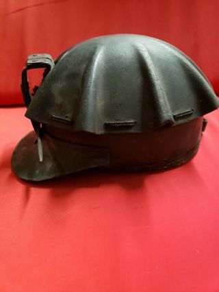 VINTAGE LEATHER COAL MINERS HAT WITH LAMP BRACKET 3