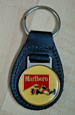 Marlboro Vintage Leather Key Fob Keychain Keyring Indycar Grand Prix Race Racing
