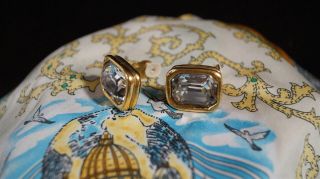 Vintage Frances Patiky Stein FPS Chanel Gold Tone Earrings with Clear Stones 3