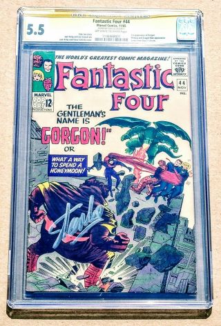 Fantastic Four 44 Cgc 5.  5 1st App Of Gorgon Signed Stan Lee Silver - Age Key