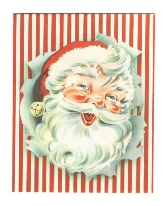 Vintage Christmas Greeting Card Jolly Santa Face 1950 