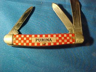 Orig 1930s PURINA FEEDS 3 Blade Advertising POCKET KNIFE 3