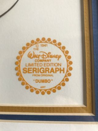 Dumbo Disney Limited Edition Framed Serigraph With Certificate 2