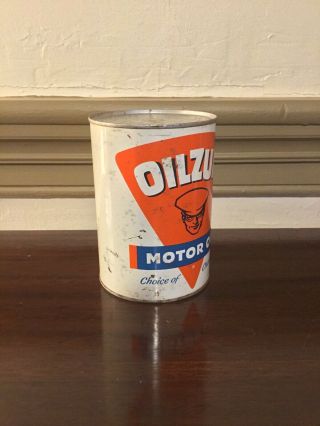 Vintage Can OILZUM Motor Oil Quart FULL Can Gas Station Auto Racing 2