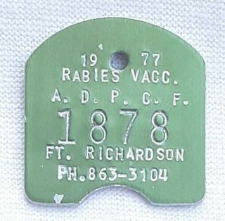 Ft.  Richardson,  Alaska.  1977 Rabies Vacc. ,  A.  D.  P.  C.  F. ,  Key Tag.