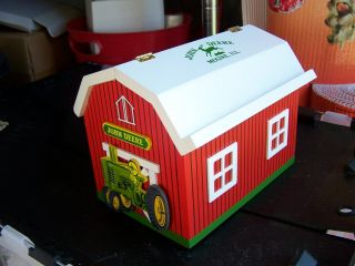 John Deere Cute Barn Shape Hinged Lid Roof Box Recipe Box,  Bank Storage,  Display