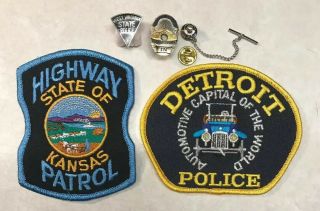 West Virginia & Kansas Highway Patrol Patch Pin Fishers Indiana & Detroit Police