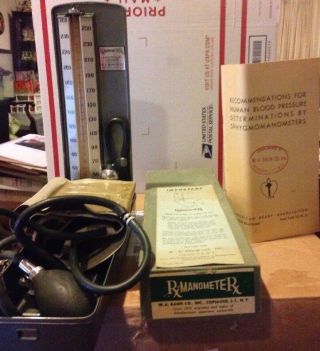 Vintage Doctor Baum Blood Pressure Sphygmomanometer W/box/instructions/aha Book