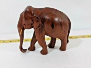 Vintage Hand Carved Wood Wooden Elephant Light Brown