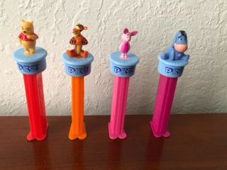 Pez Dispenser Set Of 4 Winnie The Pooh Click&play.  Loose.  Not In Us.