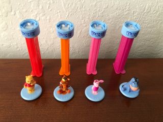 PEZ Dispenser Set of 4 Winnie the Pooh Click&Play.  Loose.  Not in US. 2