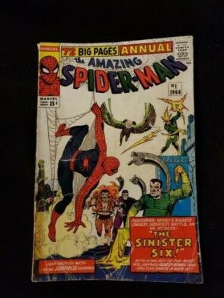 Spider - Man Annual 1 Gd 2.  0 1964 1st App.  Sinister Six Nxt Spidey Movie