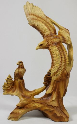 American Bald Eagle Wood Like Carving Figurine Statue Faux Wildlife Bird Fly
