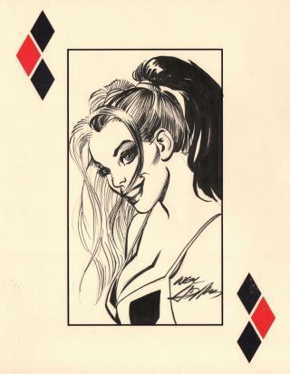 Signed Neal Adams Dc Comics Batman / Joker Art Sketch Harley Quinn