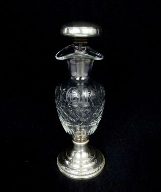 Sheffield Sterling Silver And Glass Etched Oil And Vinegar 8 " Cruet 1920 