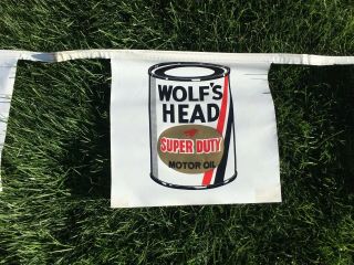 Vintage Wolfs Head Motor Oil Can Banner Sign Gas Station Auto Racing flag logo 2