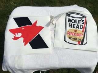 Vintage Wolfs Head Motor Oil Can Banner Sign Gas Station Auto Racing flag logo 3