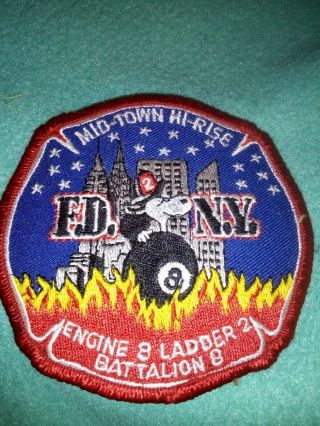 Mid - Town Hi - Rise F.  D.  N.  Y.  Engine 8 Ladder 2 Battakion 8 Patch