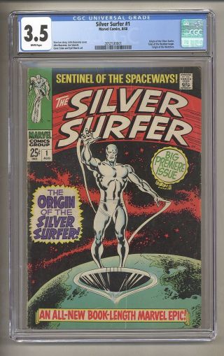Silver Surfer 1 (cgc 3.  5) White Pages; Origin By Buscema; The Watcher (c 27073)