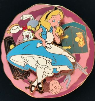Disney Pin Alice In Wonderland Jumbo Spinner Falling Down Rabbit Hole Le 250 Htf