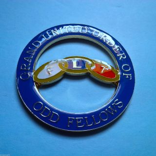 Grand United Order Of Odd Fellows Cut Out Alloy Zinc Car Emblem