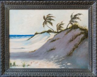 Harold Newton (1934 - 1994) Florida Highwaymen Listed Artist Oil " Palm Trees”