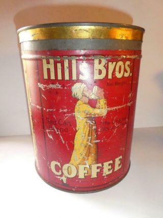 Vintage Hills Bros.  Coffee Collectible Tin Can 4 Lbs - 1922
