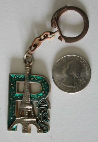 Vintage Paris France Eiffel Tower Travel Souvenir Keychain Key Ring 33442