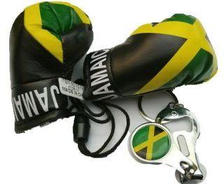 Jamaica Flag,  Mini Jamaican Boxing Gloves W/ Bottle Opener Nail Clipper Keychain