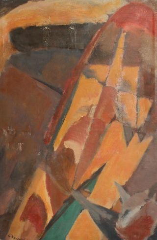 Vintage Italian Abstrtact Cubist Futurist Oil Painting Signed G.  Severini