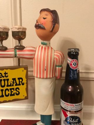 Pabst Blue Ribbon beer sign waiter guy Statue Cast Metal Vintage 1950s Bartender 3