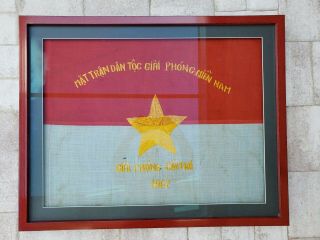 Authentic Viet Cong Battle Flag - Can Tho 1967 - W/museum Quality Mount