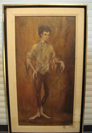 Modernist Portrait Painting Of A Male Dancer Signed