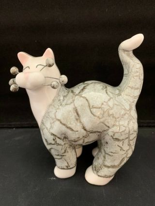 Amy Lacombe Whimsiclay Grey Marble Cat Figurine