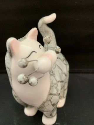 Amy Lacombe Whimsiclay Grey Marble Cat Figurine 2