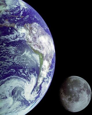 Galileo Spacecraft Earth And Moon Composite 8x10 Silver Halide Photo Print