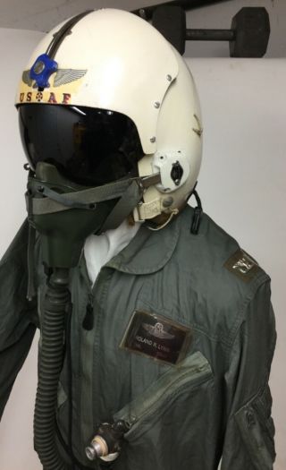 1960 Fighter Pilot Flight Helmet Hgu - 2a/p Mbu 5/p Oxygen Mask 1962 Air Commandos