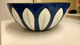 Cathrineholm Large Lotus Bowl Dark Blue White Enamel Norway 11”