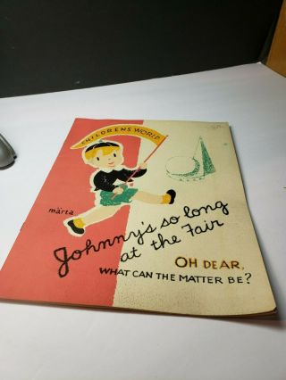 Vintage 1939 York Worlds Fair Childs Story Book Johnnys So Long At The Fair